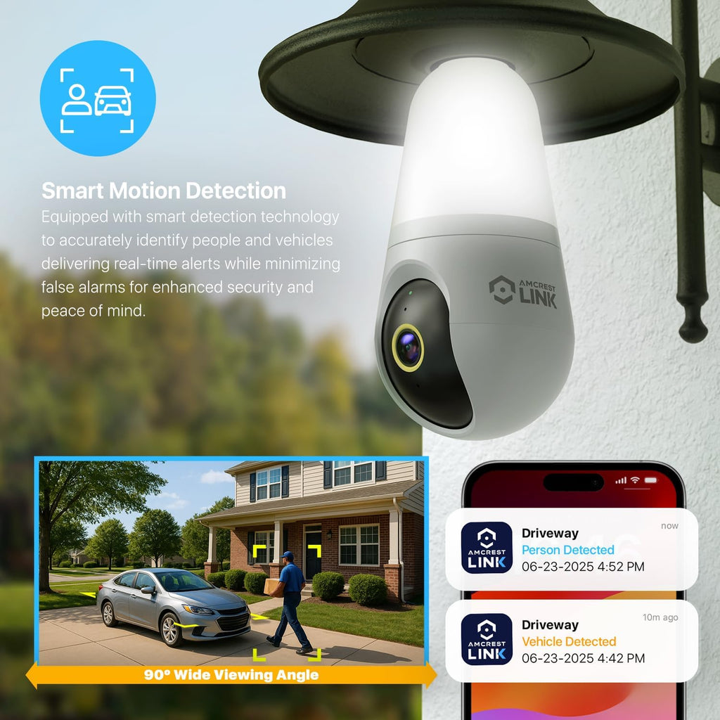 AMLINK 4MP Light Bulb WiFi Security Camera White AL-L411W