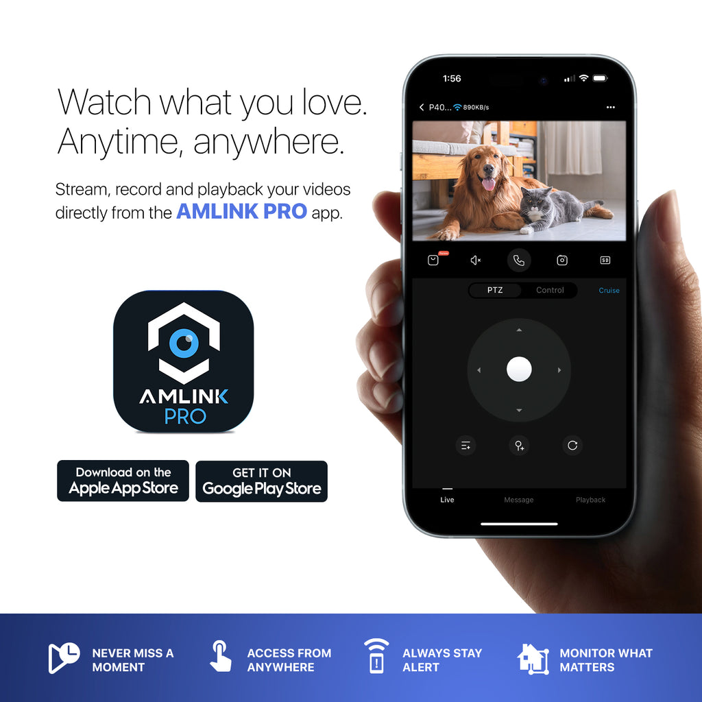 AMLINK 4MP WiFi Camera Indoor, Human Detection, Motion-Tracking, w/ 2-Way Audio, Pan/Tilt Wireless IP Camera (Wired Power), NDAA Compliant, 30ft Night Vision, Built in Siren, AL4M-P401W