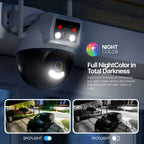 AMLINK 2X 2MP Dual-Lens WiFi Camera Outdoor, Human Detection, Motion-Tracking, w/ 2-Way Audio, Pan/Tilt Wireless IP Camera, NDAA Compliant, 30ft Night Vision, Built in Siren, AL4M-P402W