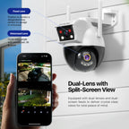 AMLINK 2X 2MP Dual-Lens WiFi Camera Outdoor, Human Detection, Motion-Tracking, w/ 2-Way Audio, Pan/Tilt Wireless IP Camera, NDAA Compliant, 30ft Night Vision, Built in Siren, AL4M-P402W