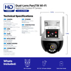 AMLINK 2X 2MP Dual-Lens WiFi Camera Outdoor, Human Detection, Motion-Tracking, w/ 2-Way Audio, Pan/Tilt Wireless IP Camera, NDAA Compliant, 30ft Night Vision, Built in Siren, AL4M-P402W