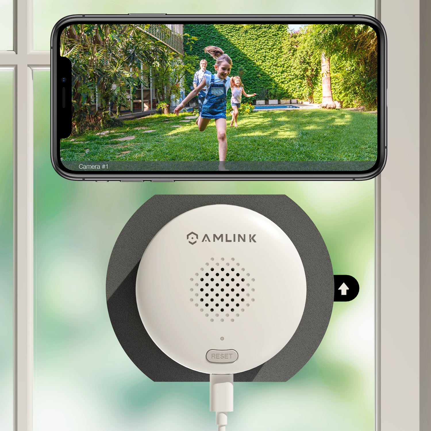 AMLINK 2K Window Camera, 2.4GHz&5GHz WiFi Indoor Camera, AI Human & Motion Detection, Wide Angle 100° FOV, NDAA Compliant, 2-Way Audio, Wired Power, Supports MicroSD Upto 128GB, AL4M-W301W