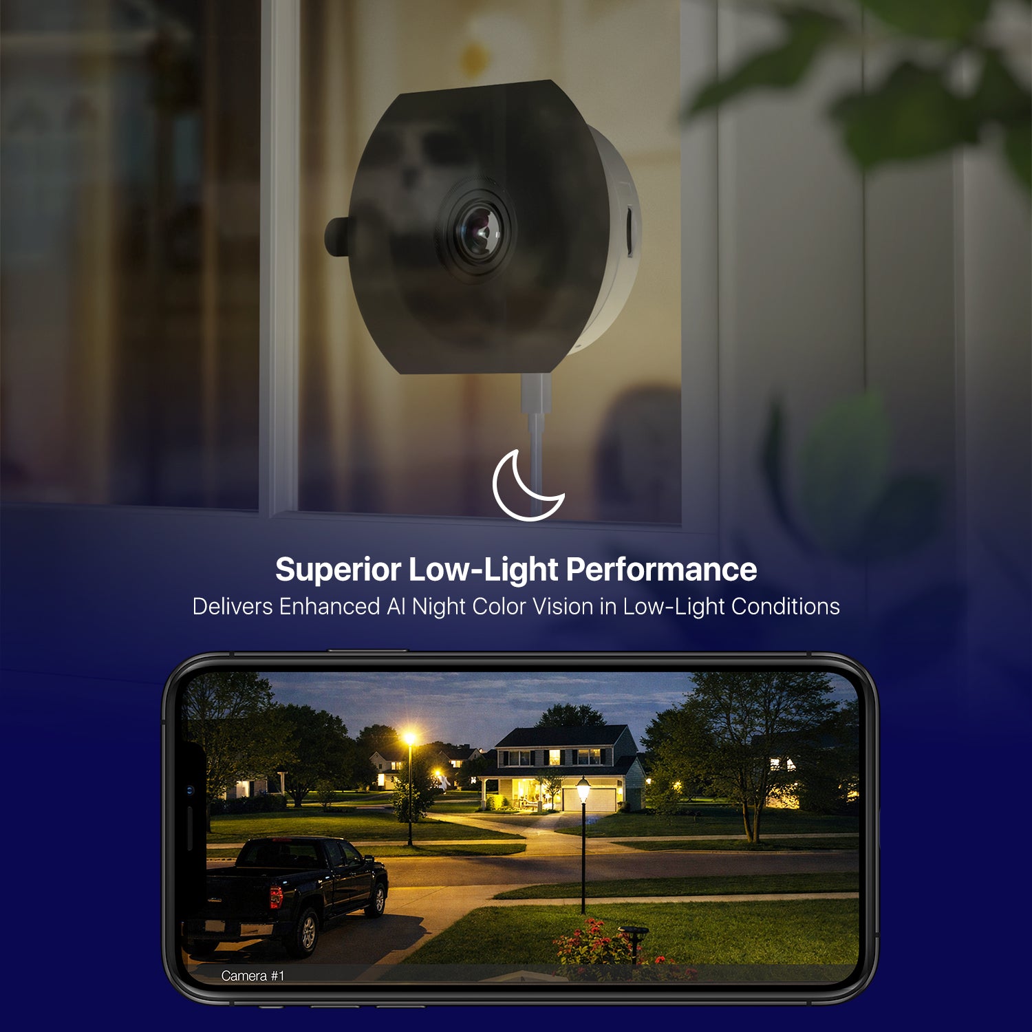 AMLINK 2K Window Camera, 2.4GHz&5GHz WiFi Indoor Camera, AI Human & Motion Detection, Wide Angle 100° FOV, NDAA Compliant, 2-Way Audio, Wired Power, Supports MicroSD Upto 128GB, AL4M-W301W