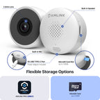 AMLINK 2K Window Camera, 2.4GHz&5GHz WiFi Indoor Camera, AI Human & Motion Detection, Wide Angle 100° FOV, NDAA Compliant, 2-Way Audio, Wired Power, Supports MicroSD Upto 128GB, AL4M-W301W