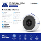 AMLINK 2K Window Camera, 2.4GHz&5GHz WiFi Indoor Camera, AI Human & Motion Detection, Wide Angle 100° FOV, NDAA Compliant, 2-Way Audio, Wired Power, Supports MicroSD Upto 128GB, AL4M-W301W