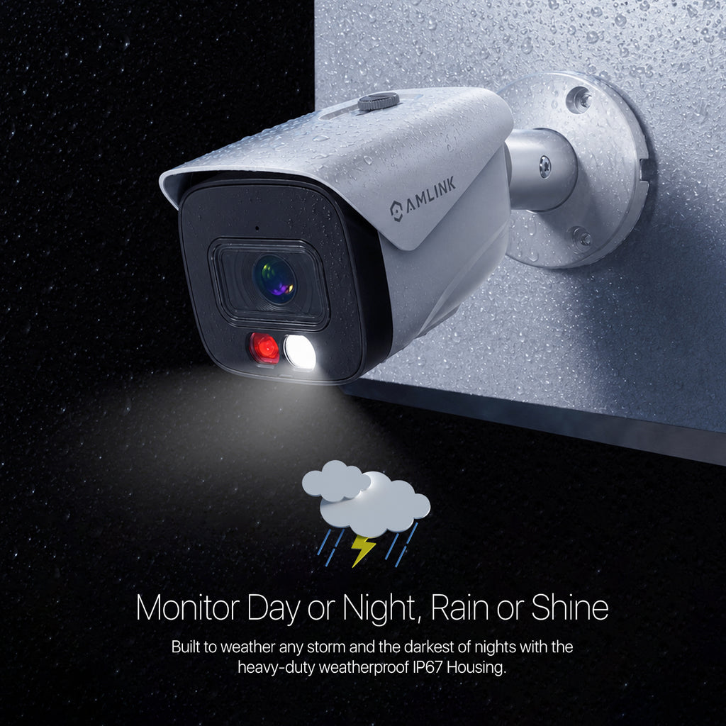 AMLINK 5MP Security AI IP PoE Camera, Night Color 100ft, Human/Vehicle Detection, NDAA Compliant, Indoor Outdoor Surveillance Bullet, 2-Way Audio, Support 256GB MicroSD, Deterrent, 20fps AL5M-B5172EW