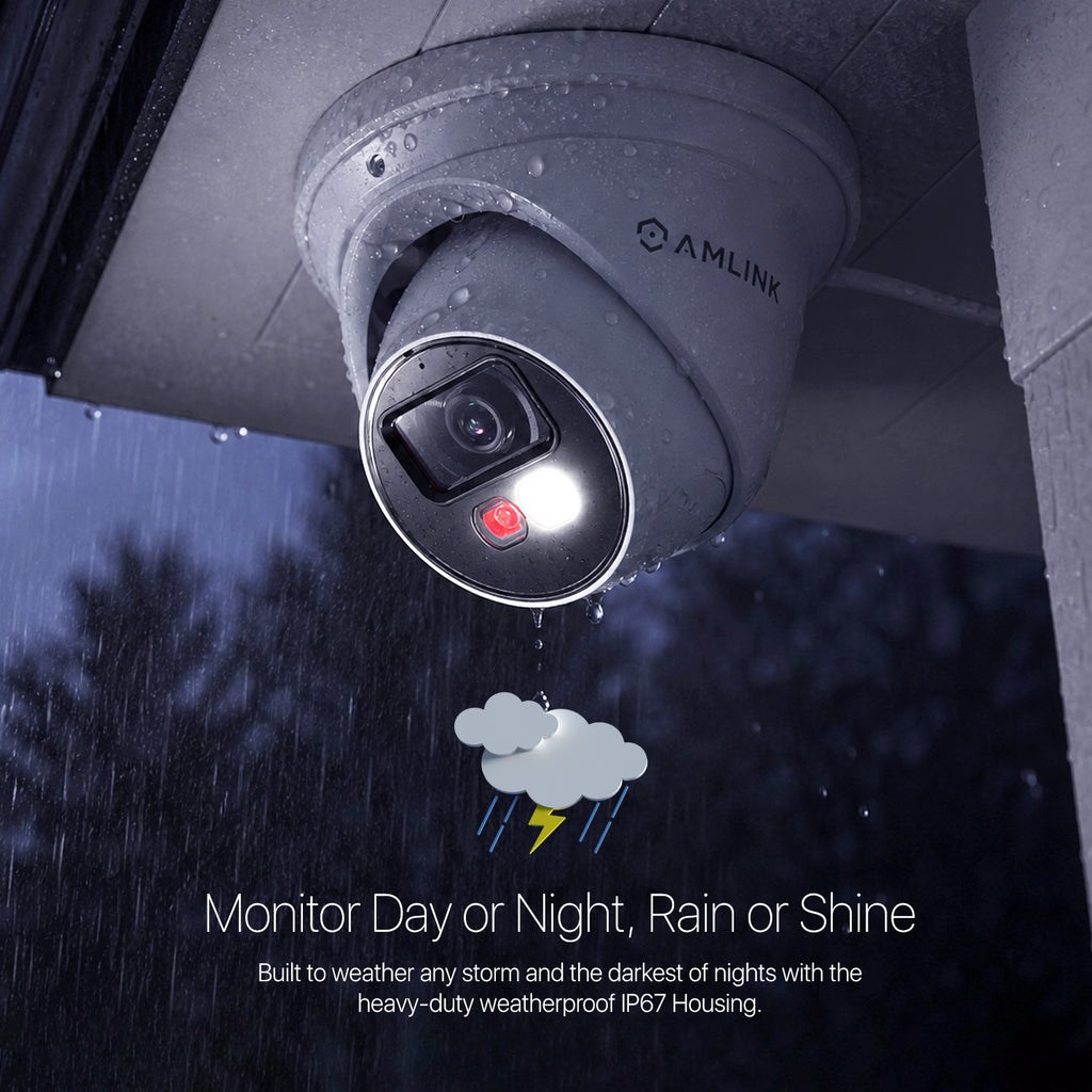 AMLINK 4K/8MP Security AI IP PoE Camera, Night Color 100ft, Human/Vehicle Detection, NDAA Compliant, Indoor Outdoor Surveillance Turret, 2-Way Audio, Support 256GB MicroSD, Deterrent, AL8M-T8198EW