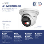 AMLINK 4K/8MP Security AI IP PoE Camera, Night Color 100ft, Human/Vehicle Detection, NDAA Compliant, Indoor Outdoor Surveillance Turret, 2-Way Audio, Support 256GB MicroSD, Deterrent, AL8M-T8198EW
