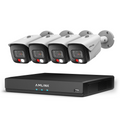 AMLINK 5MP POE Security Camera System Outdoor, 8CH POE NVR, 4pcs 5MP Bullet Camera, Human/Vehicle Detection, IP67, Deterrent, Two Way Audio, Hard Drive Not Included, ALN-4108E-B5172EW4