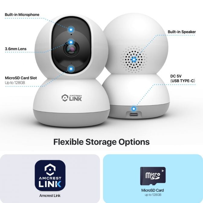 AMLINK 4MP WiFi Security Camera Pan/Tilt 2.4Ghz White AL-P401W