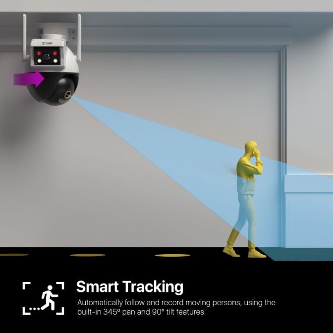 AMLINK 2X 2MP Dual-Lens WiFi Camera Outdoor, Human Detection, Motion-Tracking, w/ 2-Way Audio, Pan/Tilt Wireless IP Camera, NDAA Compliant, 30ft Night Vision, Built in Siren, AL2M-P402W