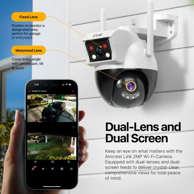 AMLINK 2MP WiFi Security Camera Pan/Tilt 2.4Ghz White AL-P402W