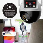 AMLINK 2X 2MP Dual-Lens WiFi Camera Outdoor, Human Detection, Motion-Tracking, w/ 2-Way Audio, Pan/Tilt Wireless IP Camera, NDAA Compliant, 30ft Night Vision, Built in Siren, AL2M-P402W