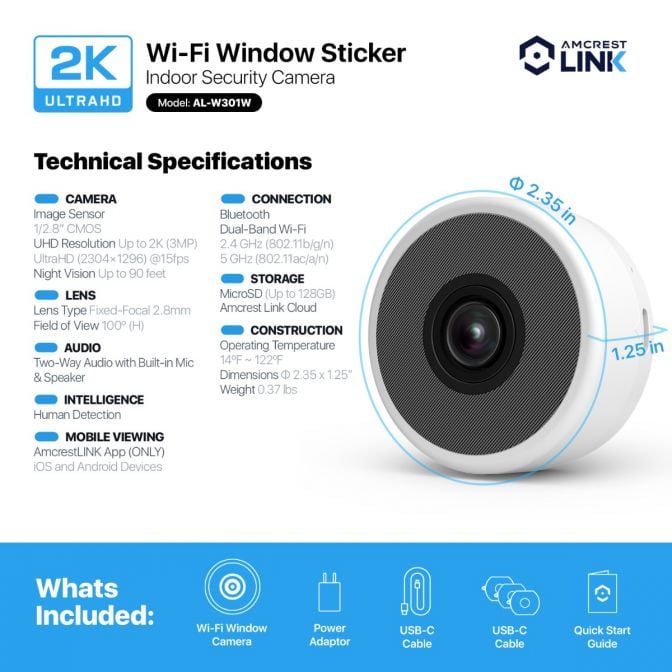 AMLINK 3MP 2K Window Camera